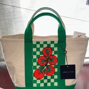 Beaded Tomato Tote Green trim